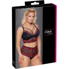Cottelli Curves Bra and Briefs black/red 2XL