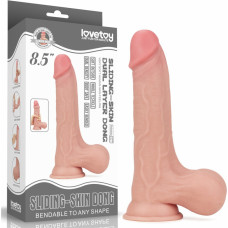 Lovetoy 8.5'' Sliding Skin Dual Layer Dong - Whole Testicle