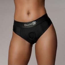 Ouch! By Shots Vibrating Strap-on Thong with Removable Butt Straps - M/L - Black
