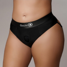 Ouch! By Shots Vibrating Strap-on Thong with Removable Butt Straps - XL/XXL - Black