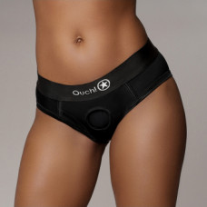 Ouch! By Shots Vibrating Strap-on High-cut Brief - M/L - Black