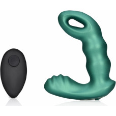 Ouch! By Shots Beaded Vibrating Prostate Massager with Remote Control - Metallic Green