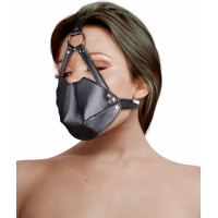 Ouch! By Shots Head Harness with Mouth Cover and Breathable Ball Gag - Black