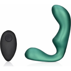 Ouch! By Shots Pointed Vibrating Prostate Massager with Remote Control - Metallic Green